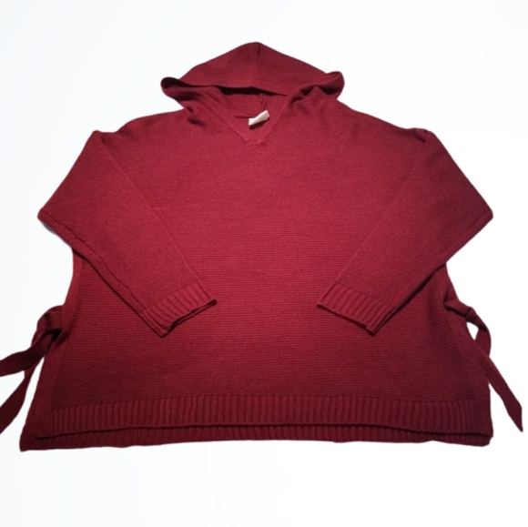 romeo & me Sweaters - Romeo & Me NWOT Dark Maroon Oversize Poncho w Hood